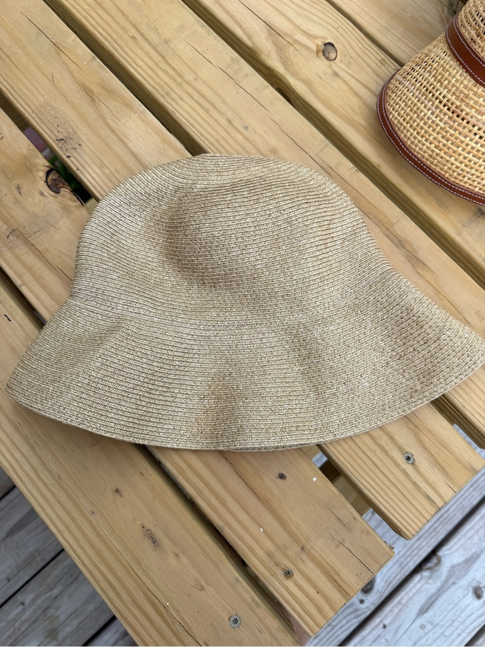 Eric Javits Squishee Sun Hat Beige Raffia Bucket Hat